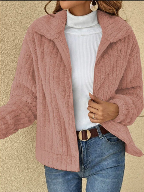 Veste courte à revers en peluche avec bande de protection M300357 