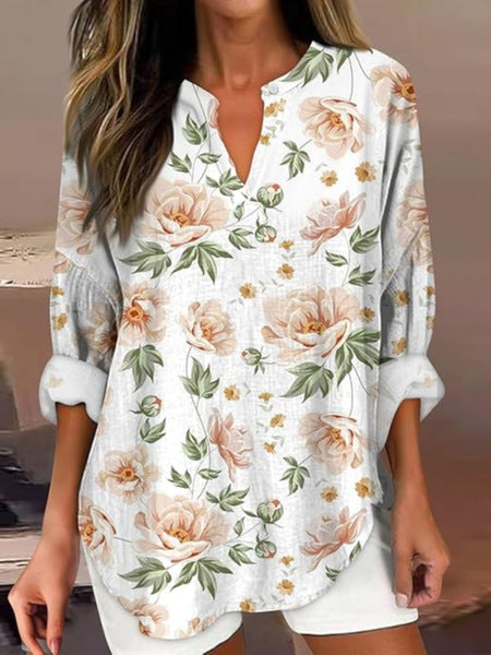T-shirt ample à col ras du cou pour femme, imprimé floral 3D, mode féminine, m301357 