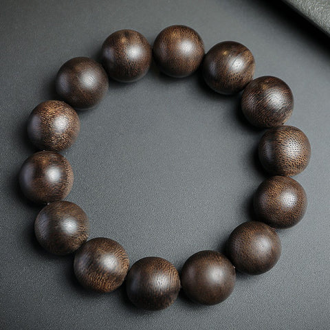 Bracelet de perles de Bouddha en bois d'agar indonésien Darakan submergé 108 perles de chapelet 8 mm bracelet en bois d'agar en matériau ancien m3331276 