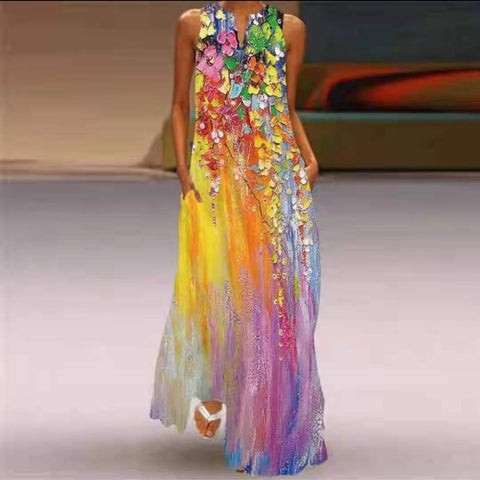 Robe fleurie à col en V M300202 