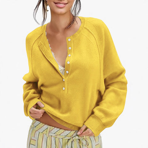 Autumn and winter women's casual crew neck sweater henry shirt button-up knitted pullover m302518