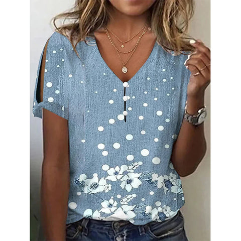 Ethnic style positioning printed short-sleeved top women's m302927