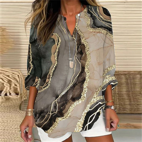T-shirt d'été à manches longues et col en V pour femme, style décontracté, manches longues, m301363 