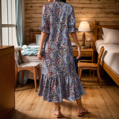 Robe imprimée grande taille à col en V m301199 