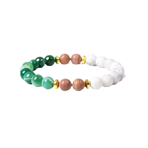Bracelet en pierre naturelle et tranche de pin blanc et or m3331273