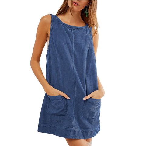 Robe gilet sans manches en velours côtelé m300965 