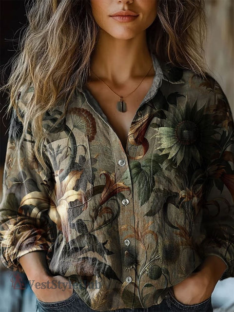 V-neck printed shirt m302770
