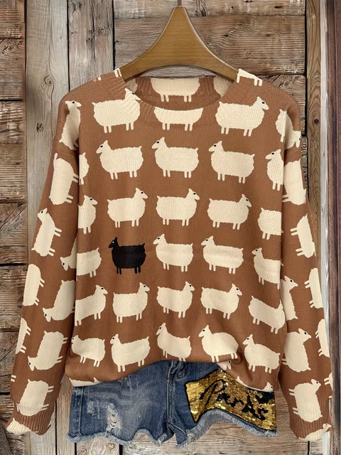 3D digital printing crew neck knitted sweater casual loose pullover FF303424 01