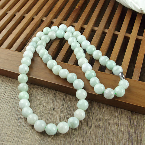 Collier en jade A, collier en perles rondes en jadéite naturelle pour femme, 108 perles allongées m3331274 