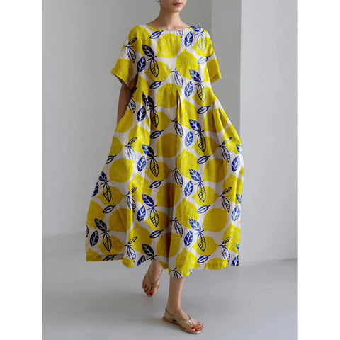 Robe en lin à manches courtes pour femme Linglong M300183 