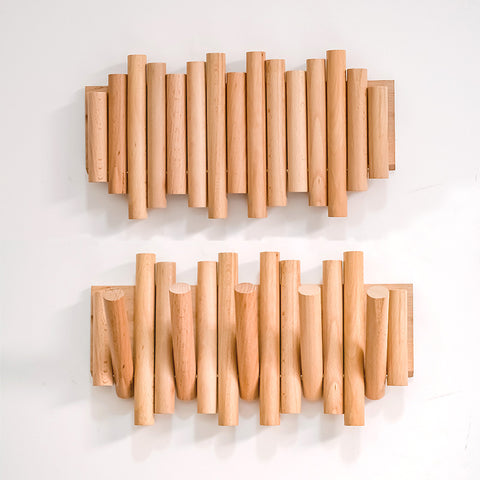 Crochet en bois massif sans perforation, sans marquage et adhésif puissant pour cintre pliant m3331180