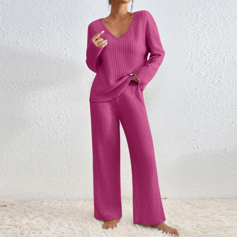New fashion casual straight-leg pants temperament loose V-neck pit strip knitted cover m301791