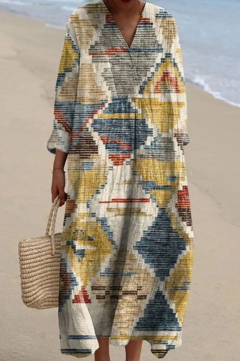 Robe décontractée à manches imprimées en 3D pour femme, motif floral, m301071