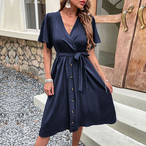 Robe à lacets et manches en corne pour femme M300852 