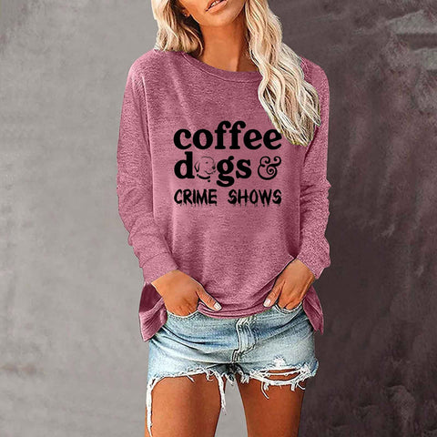 T-shirt ample à manches longues et col rond pour femme, imprimé commerce extérieur, M300920 