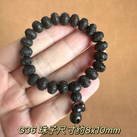 Bracelet de perles de Bouddha en jujube frappé par la foudre, bracelet Wenwan en bois gravé de perles de main de mantra à six caractères m3331239