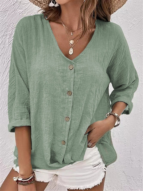 Pull col V à manches courtes, coupe ample, haut décontracté pour femme, m301298 