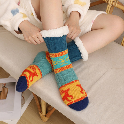Winter Christmas Lamb Fleece Floor Socks Children's Indoor Adult Snow Socks Carpet Home Slippers Socks FF3332048