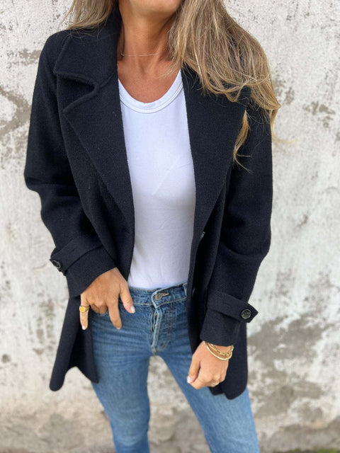 Veste en laine décontractée pour femme, nouvelle collection automne et hiver, cardigan à fausses poches et revers amples, m300613 