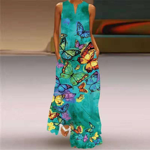 Robe fleurie à col en V M300202 