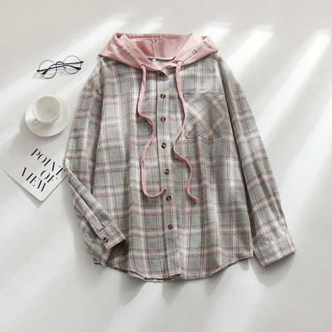 Veste chemise décontractée à capuche et boutonnage simple m300518 