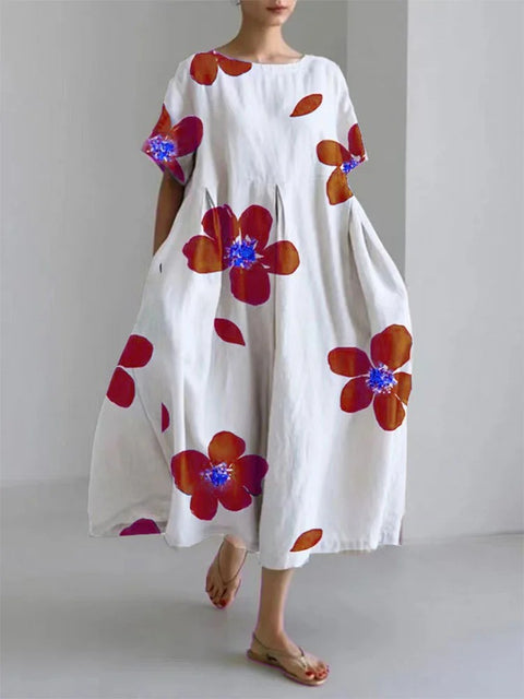 Robe en lin à manches courtes pour femme Linglong M300183 