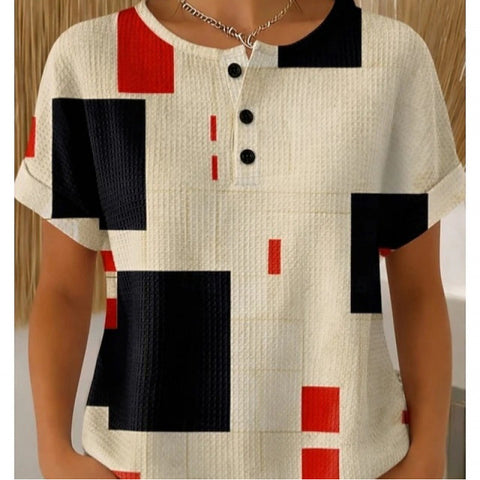 Colorful love wavy Henry collar T-shirt m302618
