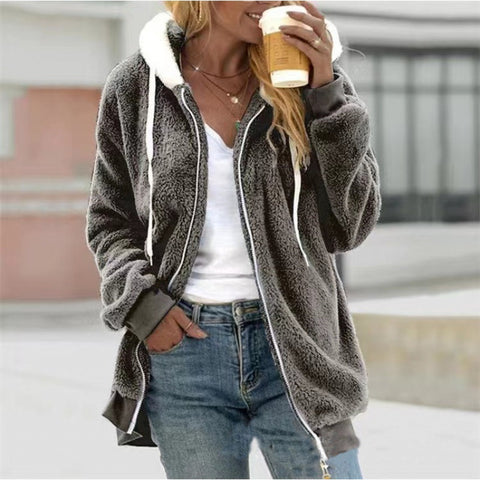 Nouvelle veste à capuche zippée en peluche ample automne et hiver m300464 