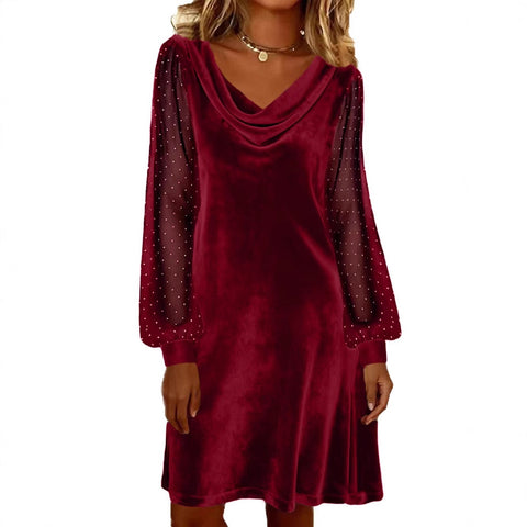 Women's solid color V-neck mesh foam m302228