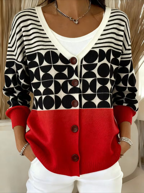 Autumn and winter European size 3D digital printing women's shoulder cardigan sweater FF303406 01