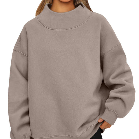 Damen Sweatshirt Langarm Rollkragen Pullover Sweatshirt Casual Sweatshirt Fleece Oberteil Damen M302142