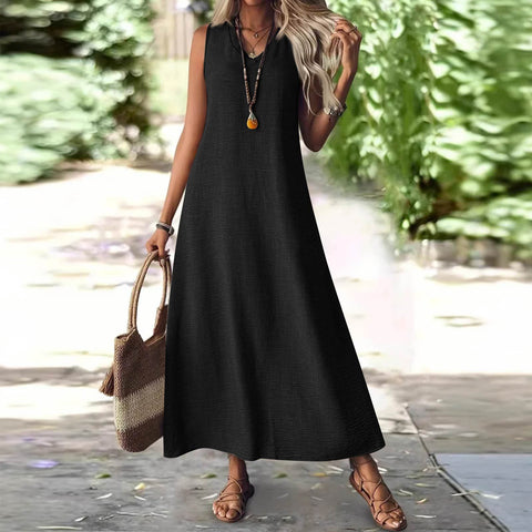 Sleeveless V-neck back zipper one-piece elegant long dress m302805