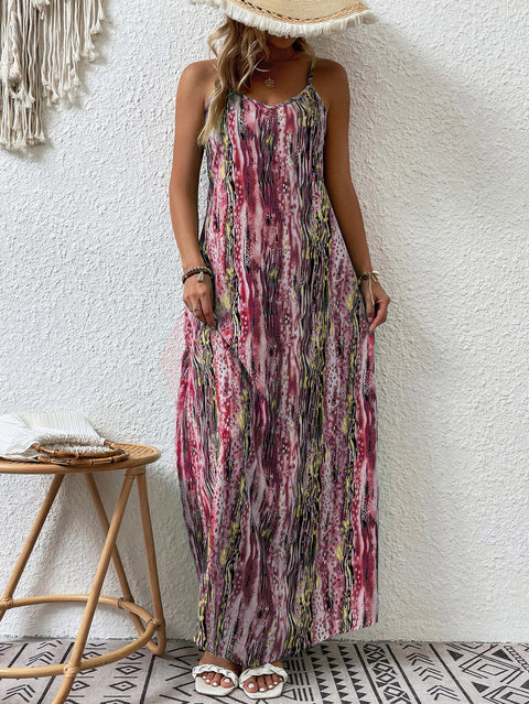 Robe à bretelles taille moyenne à imprimé tendance m300016 