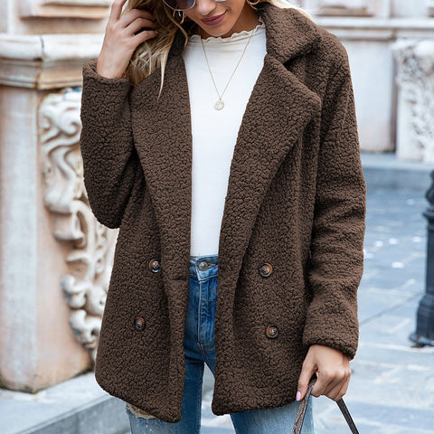 Autumn and winter new button-down fluffy jacket lapel loose fleece shirt m301827