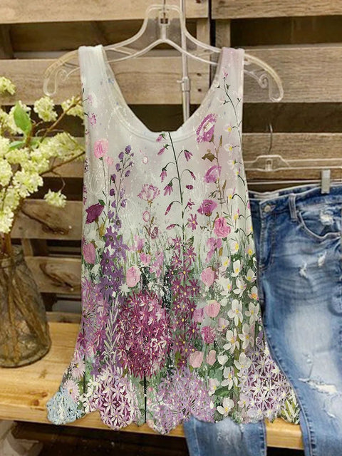 Süßes bedrucktes, lockeres, ärmelloses Tanktop in großer Größe, T-Shirt m300907 