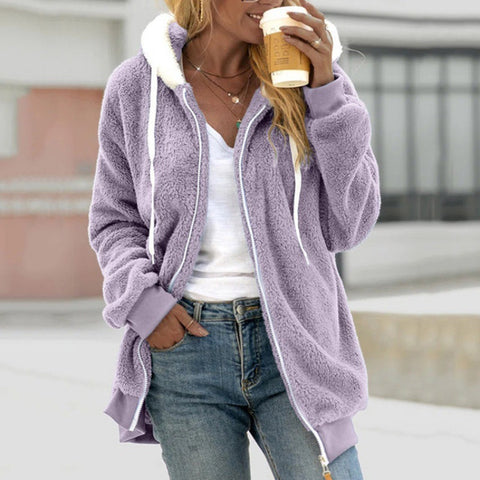 Nouvelle veste à capuche zippée en peluche ample automne et hiver m300464 