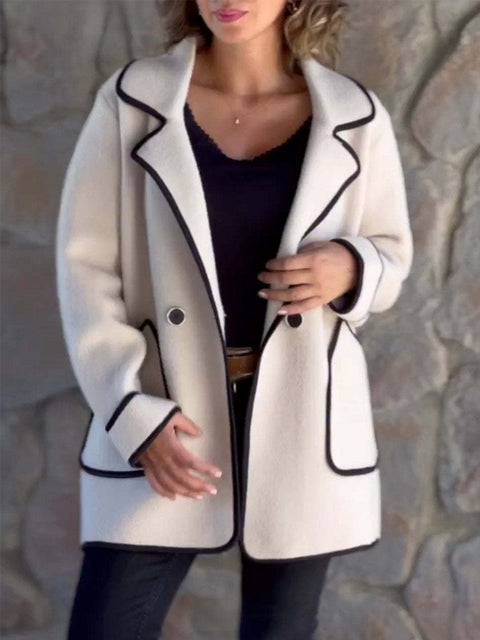 Damen Temperament Anzugkragen doppelseitige Wolljacke m300688 