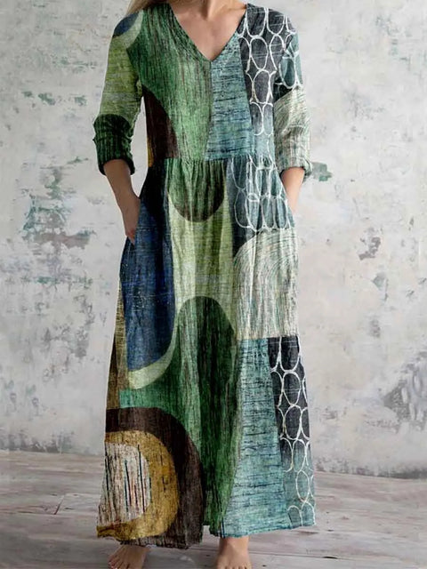 Robe décontractée d'été ample à manches longues imprimée en 3D m301729