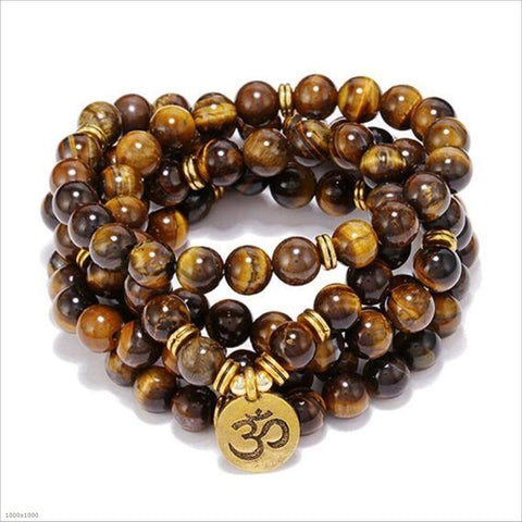 Bracelet Amazon 8 mm avec pendentif œil de Bouddha 108 lotus m3331231