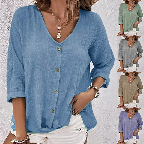 Pull col V à manches courtes, coupe ample, haut décontracté pour femme, m301298 