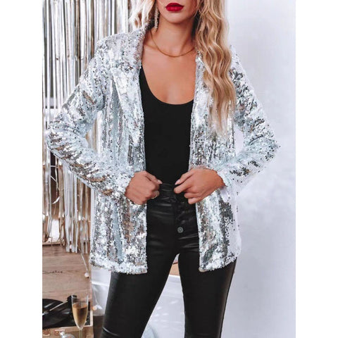 Cardigan lapel long-sleeved sequined casual blazer women's m302519