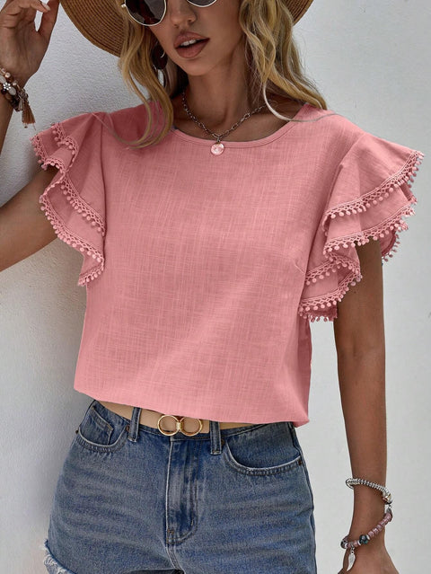 Chemise ample à manches courtes et motif feuille de lotus Batman pour femme (m300989) 
