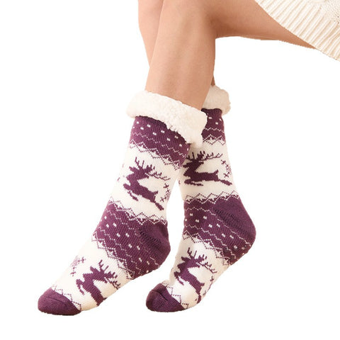 Christmas stockings children floor socks adult winter fleece snow socks FF3332043