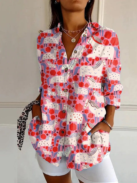 Chemise à manches longues tendance été, motif floral imprimé 3D, chemise m301226 