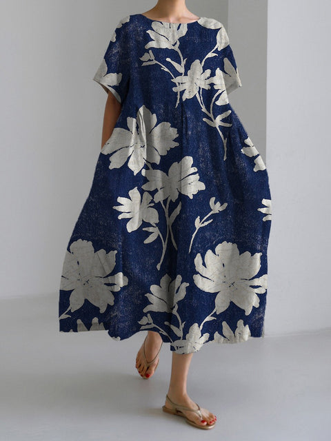 Robe en lin à manches courtes pour femme Linglong M300183 