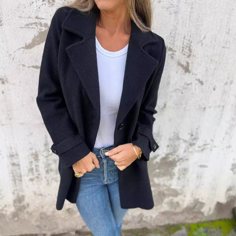 Veste en laine décontractée pour femme, nouvelle collection automne et hiver, cardigan à fausses poches et revers amples, m300613 