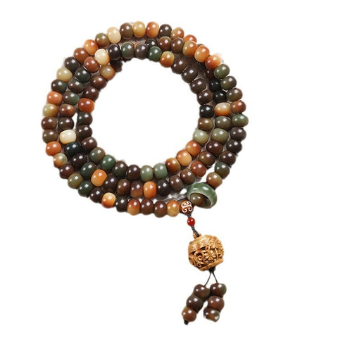 Bracelet de perles de Bouddha 108 graines de Bodhi Feitian de Dunhuang Wentian en jade blanc, chapelet chinois pour homme et femme Wenwan, portable M3331306
