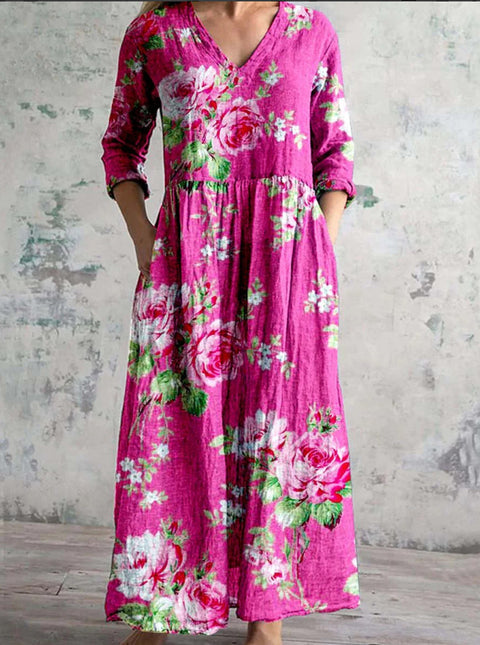 Robe mi-longue à imprimé floral pour femme m301039
