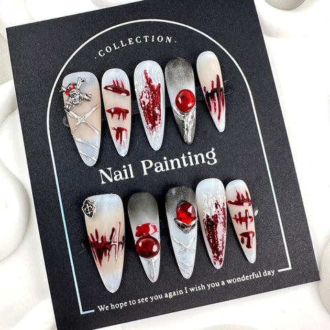 Coussinets à ongles grandioses, sens avancé, patchs à ongles faits à la main purs d'été, peints à la main m3331200
