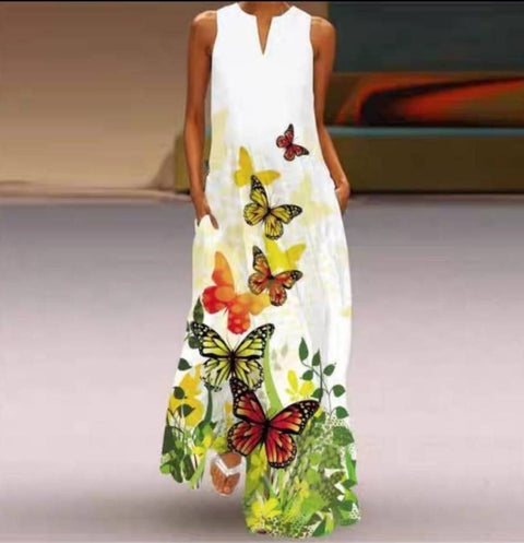 Robe fleurie à col en V M300202 